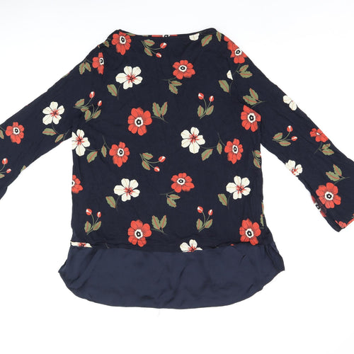 Marks and Spencer Womens Black Floral Viscose Basic Blouse Size 16 Boat Neck