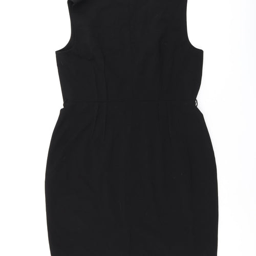 Kenneth Cole Womens Black Polyester Bodycon Size 18 V-Neck Zip
