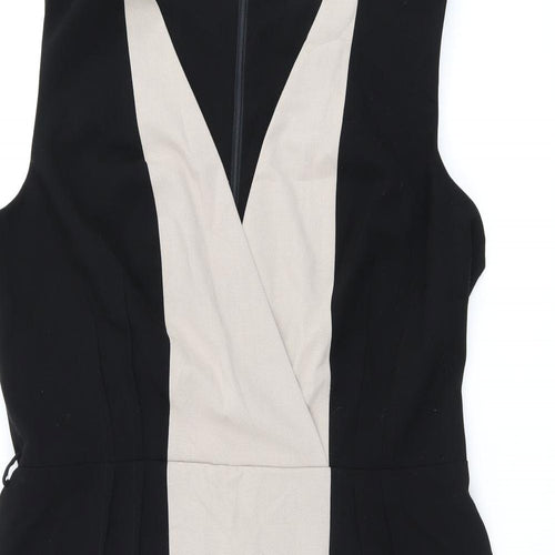 Kenneth Cole Womens Black Polyester Bodycon Size 18 V-Neck Zip