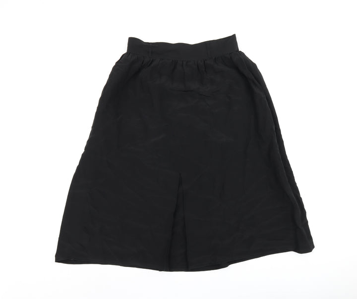 Abiana Womens Black Silk Swing Skirt Size 14 Zip