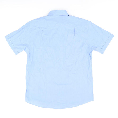 Jack Reid Mens Blue Polyester Button-Up Size 39 Collared Button
