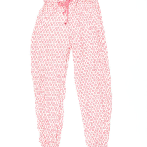 Zara Womens Pink Floral Polyester Bloomer Trousers Size M L24.5 in Regular Drawstring