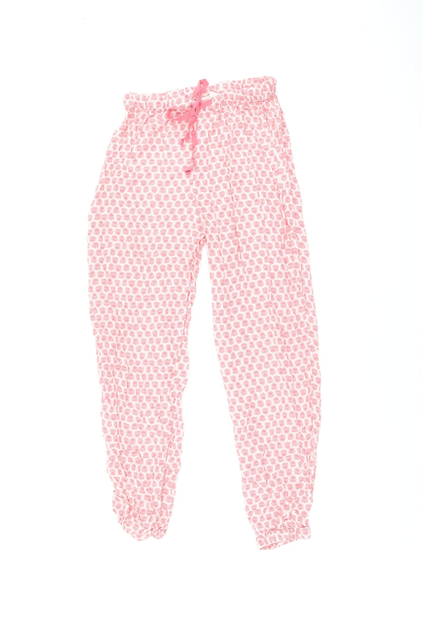 Zara Womens Pink Floral Polyester Bloomer Trousers Size M L24.5 in Regular Drawstring