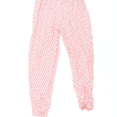 Zara Womens Pink Floral Polyester Bloomer Trousers Size M L24.5 in Regular Drawstring