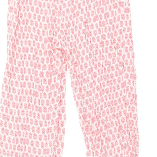 Zara Womens Pink Floral Polyester Bloomer Trousers Size M L24.5 in Regular Drawstring