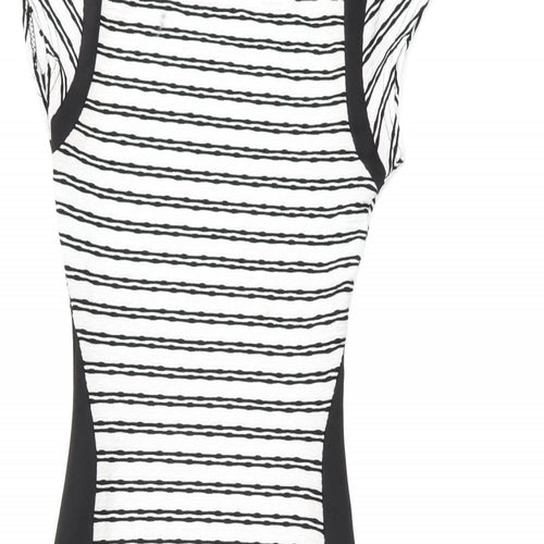 Cameo Rose Womens White Striped Polyester Bodycon Size 8 Round Neck Pullover