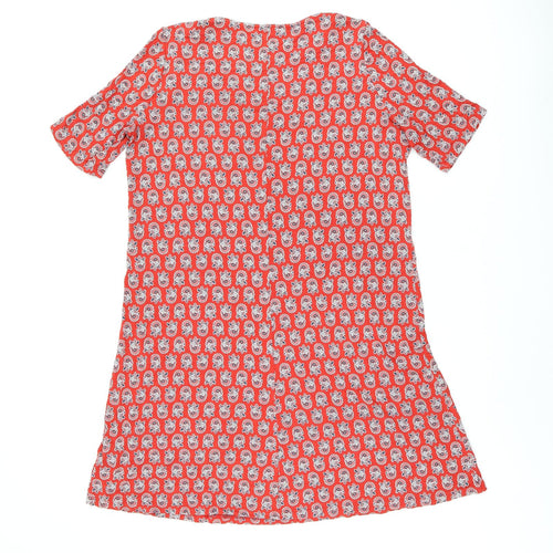 Marks and Spencer Womens Red Floral Viscose Shift Size 16 Round Neck Pullover
