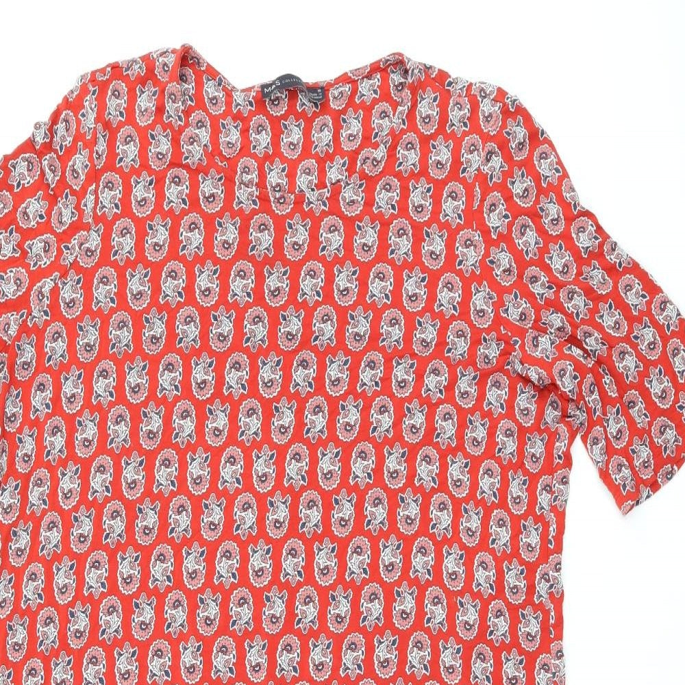 Marks and Spencer Womens Red Floral Viscose Shift Size 16 Round Neck Pullover