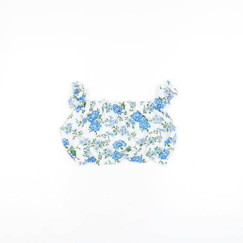 Topshop Womens White Floral Polyester Cropped Tank Size 10 Square Neck