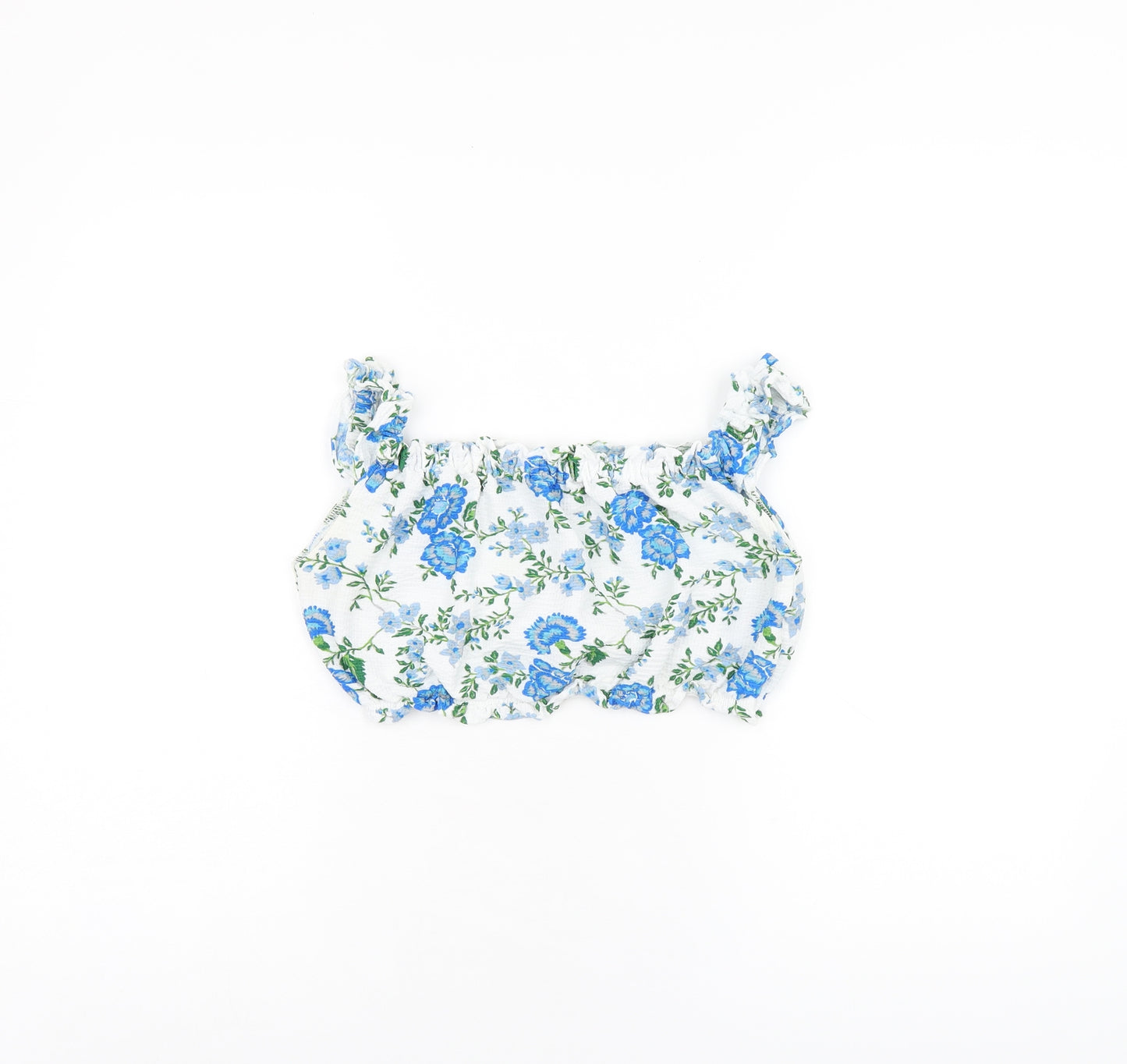 Topshop Womens White Floral Polyester Cropped Tank Size 10 Square Neck