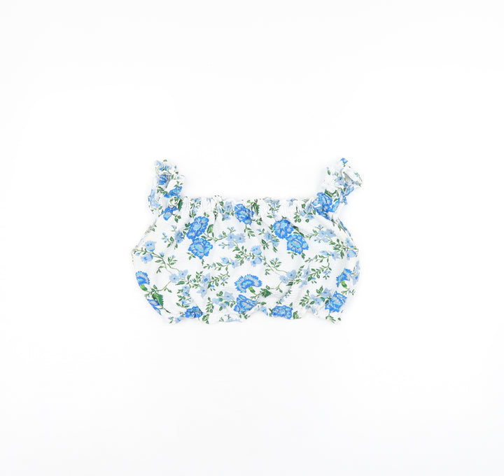 Topshop Womens White Floral Polyester Cropped Tank Size 10 Square Neck