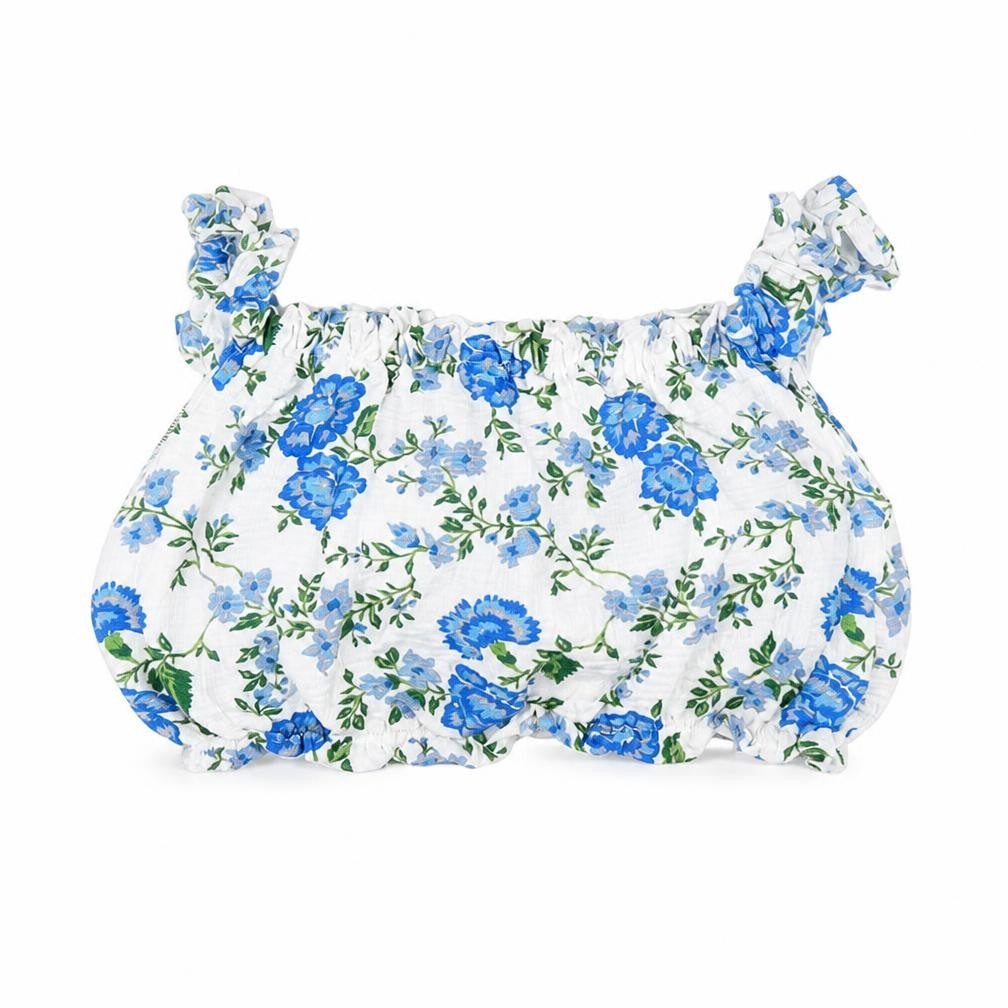 Front view of Topshop women’s white floral polyester cropped tank, size UK 10, square neck