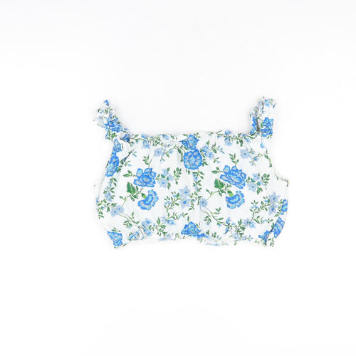 Topshop Womens White Floral Polyester Cropped Tank Size 10 Square Neck