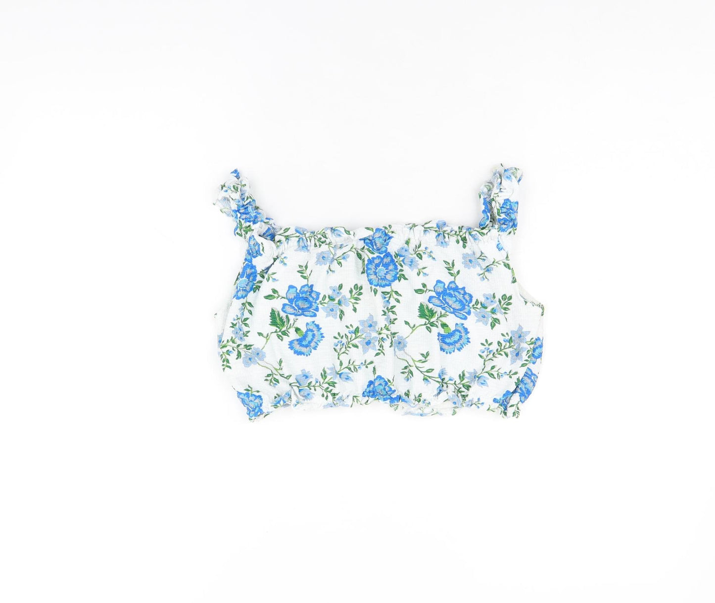 Topshop Womens White Floral Polyester Cropped Tank Size 10 Square Neck