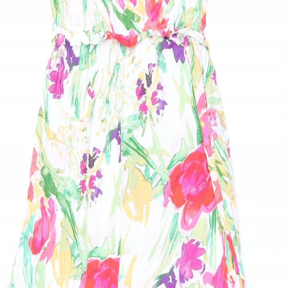 NEXT Womens White Floral Viscose Jumpsuit One-Piece Size 10 L19 in Pullover