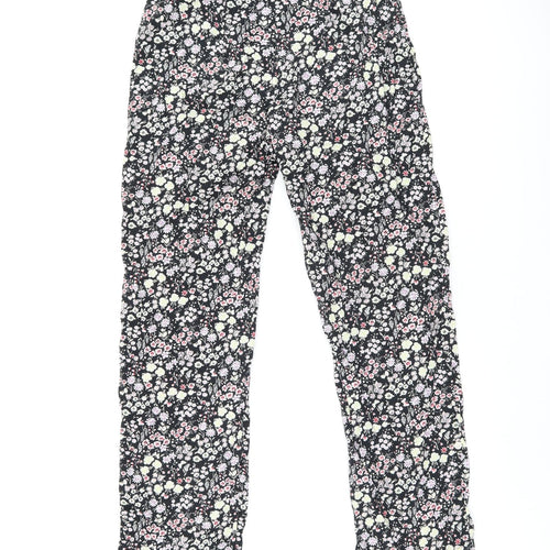 Gap Womens Black Floral Cotton Trousers Size S L29 in Regular Drawstring