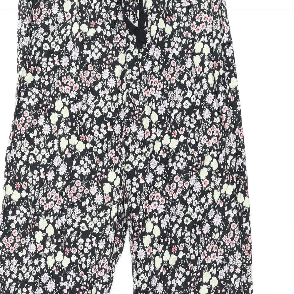 Gap Womens Black Floral Cotton Trousers Size S L29 in Regular Drawstring