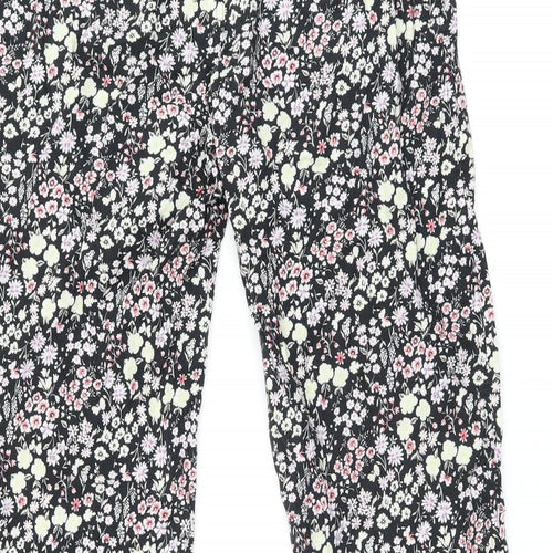 Gap Womens Black Floral Cotton Trousers Size S L29 in Regular Drawstring