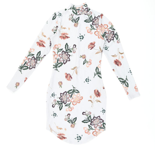 Daisy Street Womens Grey Floral Polyester Bodycon Size 6 High Neck Pullover
