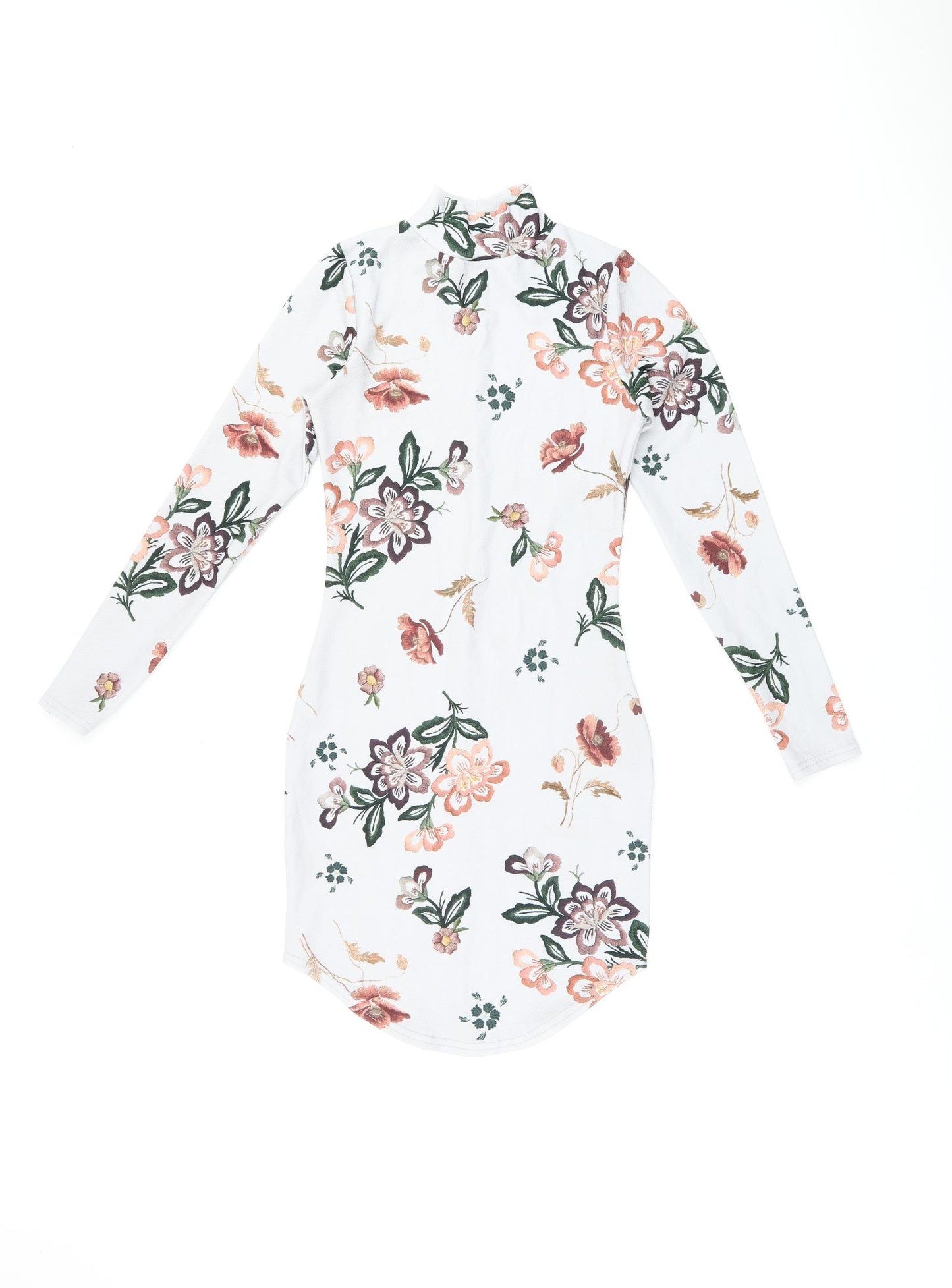 Daisy Street Womens Grey Floral Polyester Bodycon Size 6 High Neck Pullover