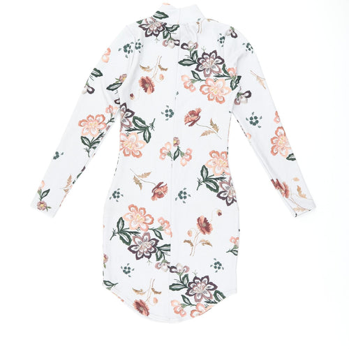 Daisy Street Womens Grey Floral Polyester Bodycon Size 6 High Neck Pullover