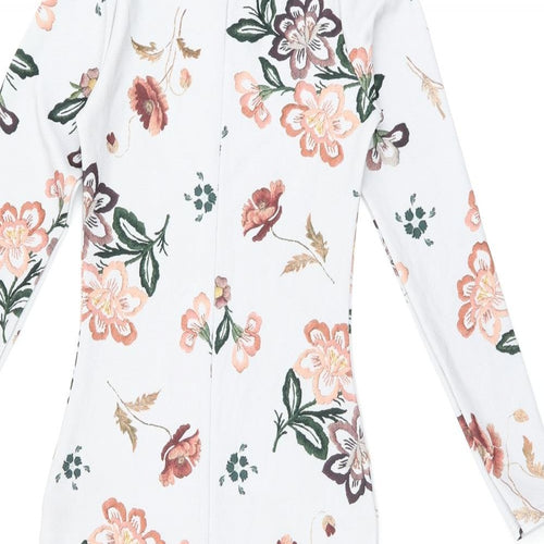 Daisy Street Womens Grey Floral Polyester Bodycon Size 6 High Neck Pullover