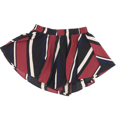 PRETTYLITTLETHING Womens Black Striped Polyester Skort Skirt Size 10