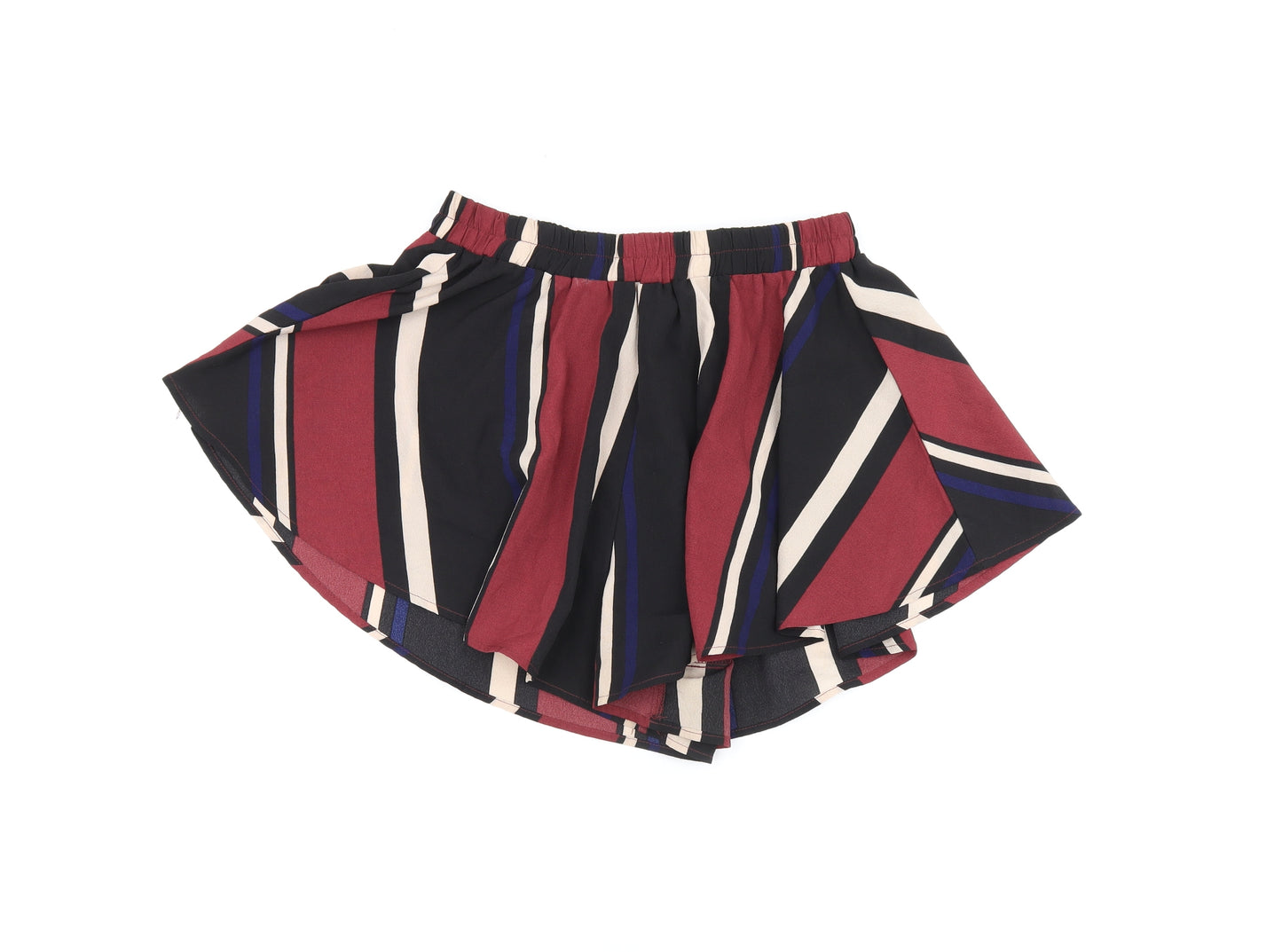 PRETTYLITTLETHING Womens Black Striped Polyester Skort Skirt Size 10