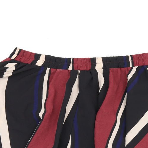 PRETTYLITTLETHING Womens Black Striped Polyester Skort Skirt Size 10