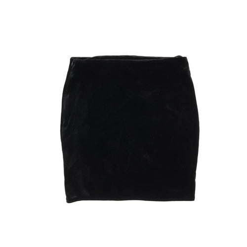 Missguided Womens Black Polyester Mini Skirt Size 12 Zip - Crochet Detail