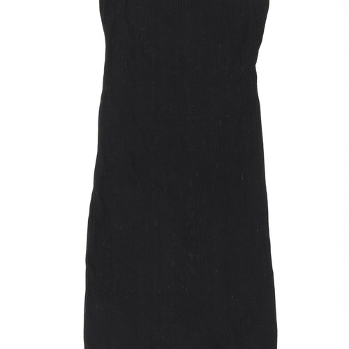 New Look Womens Black Polyester Tank Dress Size 14 Round Neck Pullover