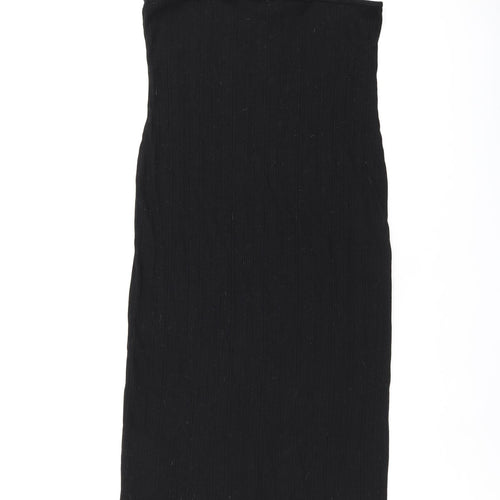 New Look Womens Black Polyester Tank Dress Size 14 Round Neck Pullover