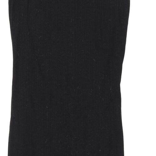 New Look Womens Black Polyester Tank Dress Size 14 Round Neck Pullover