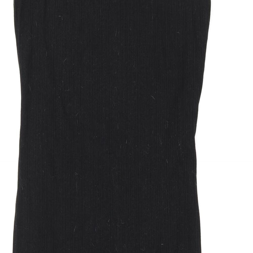 New Look Womens Black Polyester Tank Dress Size 14 Round Neck Pullover