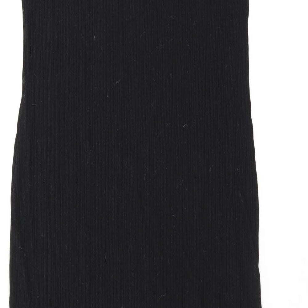 New Look Womens Black Polyester Tank Dress Size 14 Round Neck Pullover