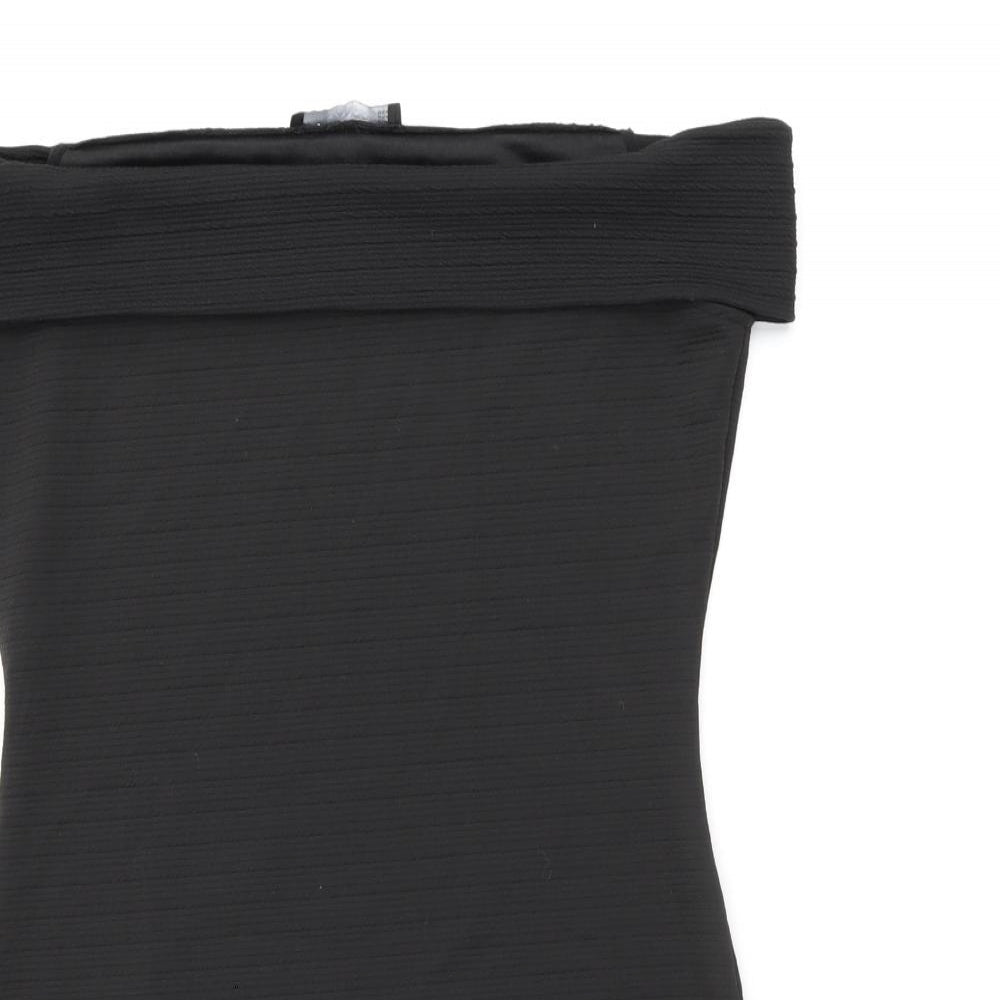 Mango Womens Black Polyester Mini Size M Off the Shoulder Pullover