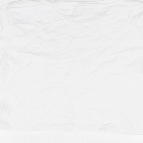 River Island Womens White Cotton Cropped T-Shirt Size 12 Round Neck