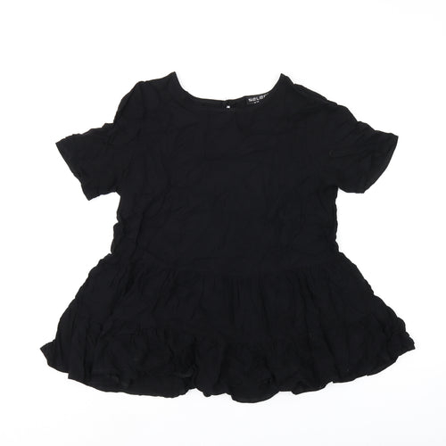 Select Womens Black Viscose Basic Blouse Size 12 Round Neck