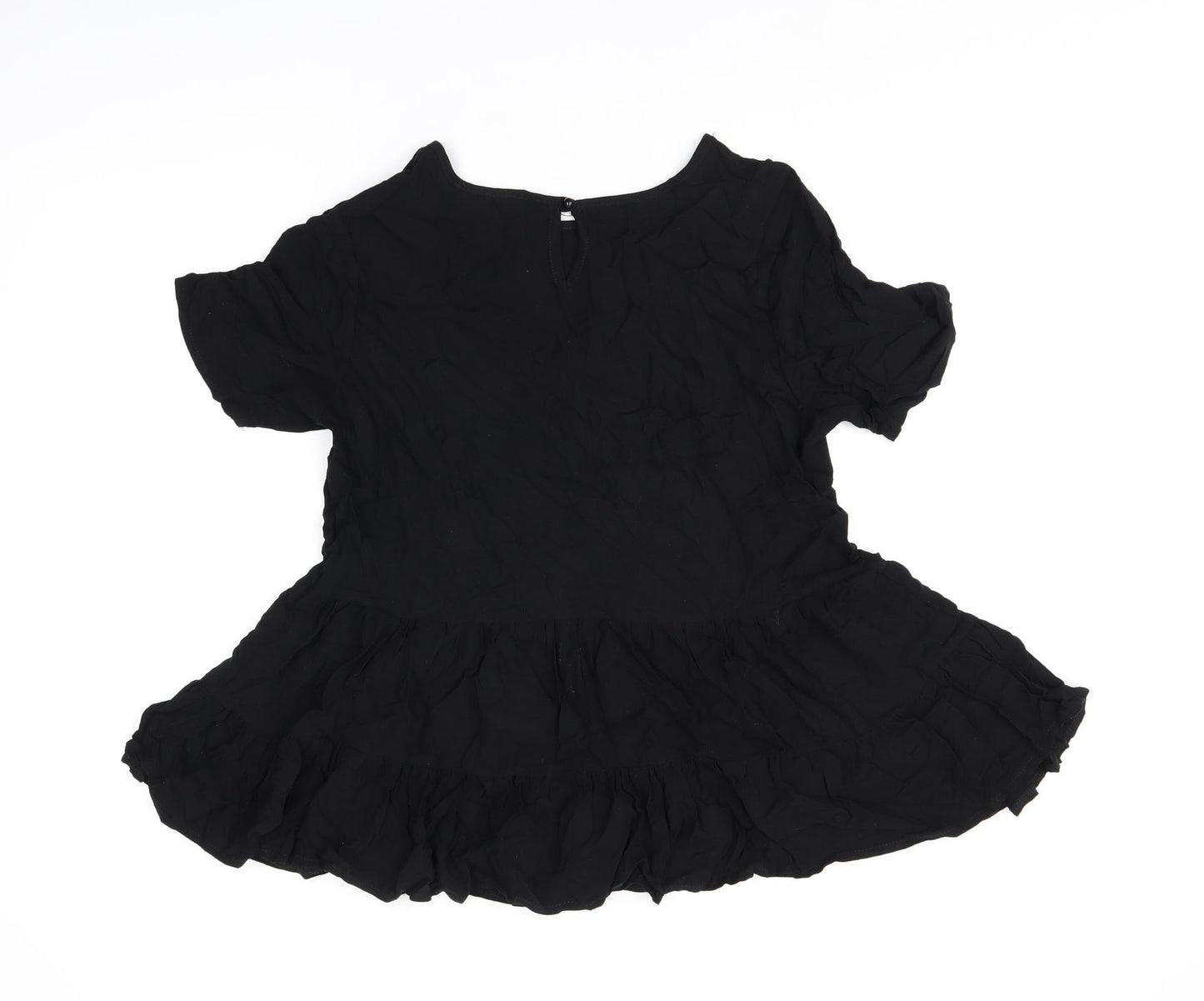 Select Womens Black Viscose Basic Blouse Size 12 Round Neck