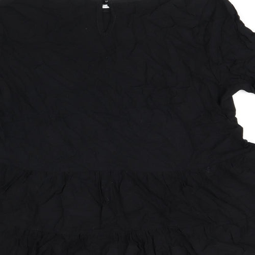 Select Womens Black Viscose Basic Blouse Size 12 Round Neck