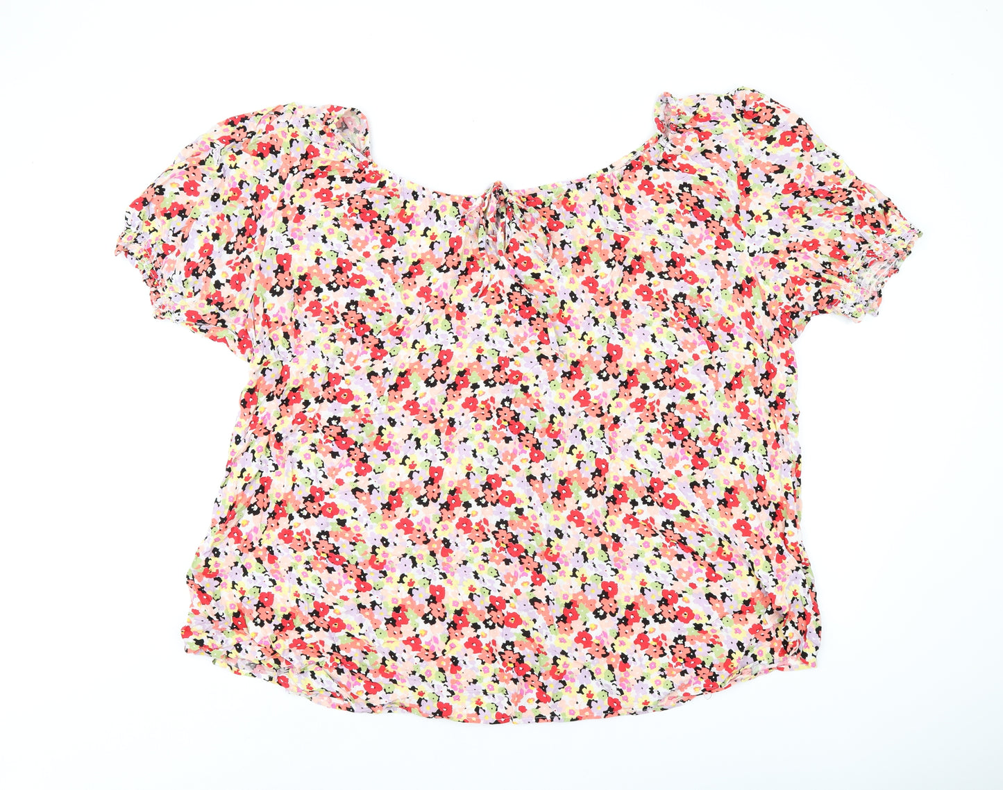 Yours Womens Pink Floral Viscose Basic Blouse Size 26 Off the Shoulder - Size 26-28