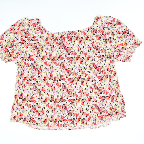 Yours Womens Pink Floral Viscose Basic Blouse Size 26 Off the Shoulder - Size 26-28