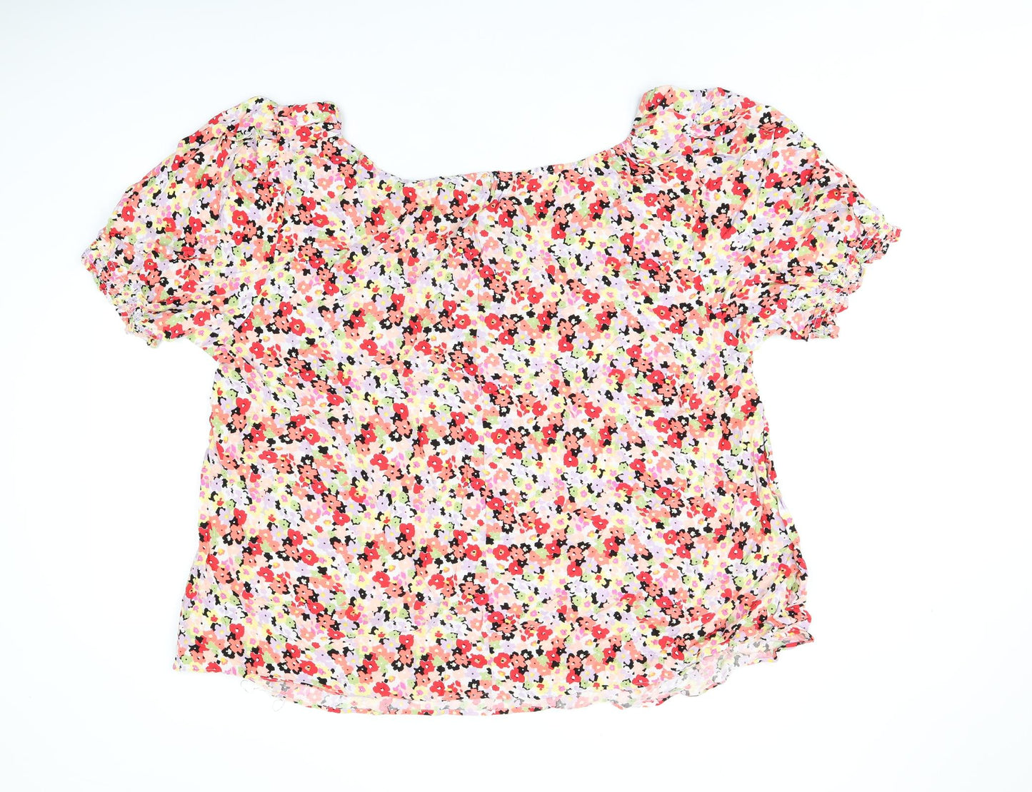 Yours Womens Pink Floral Viscose Basic Blouse Size 26 Off the Shoulder - Size 26-28