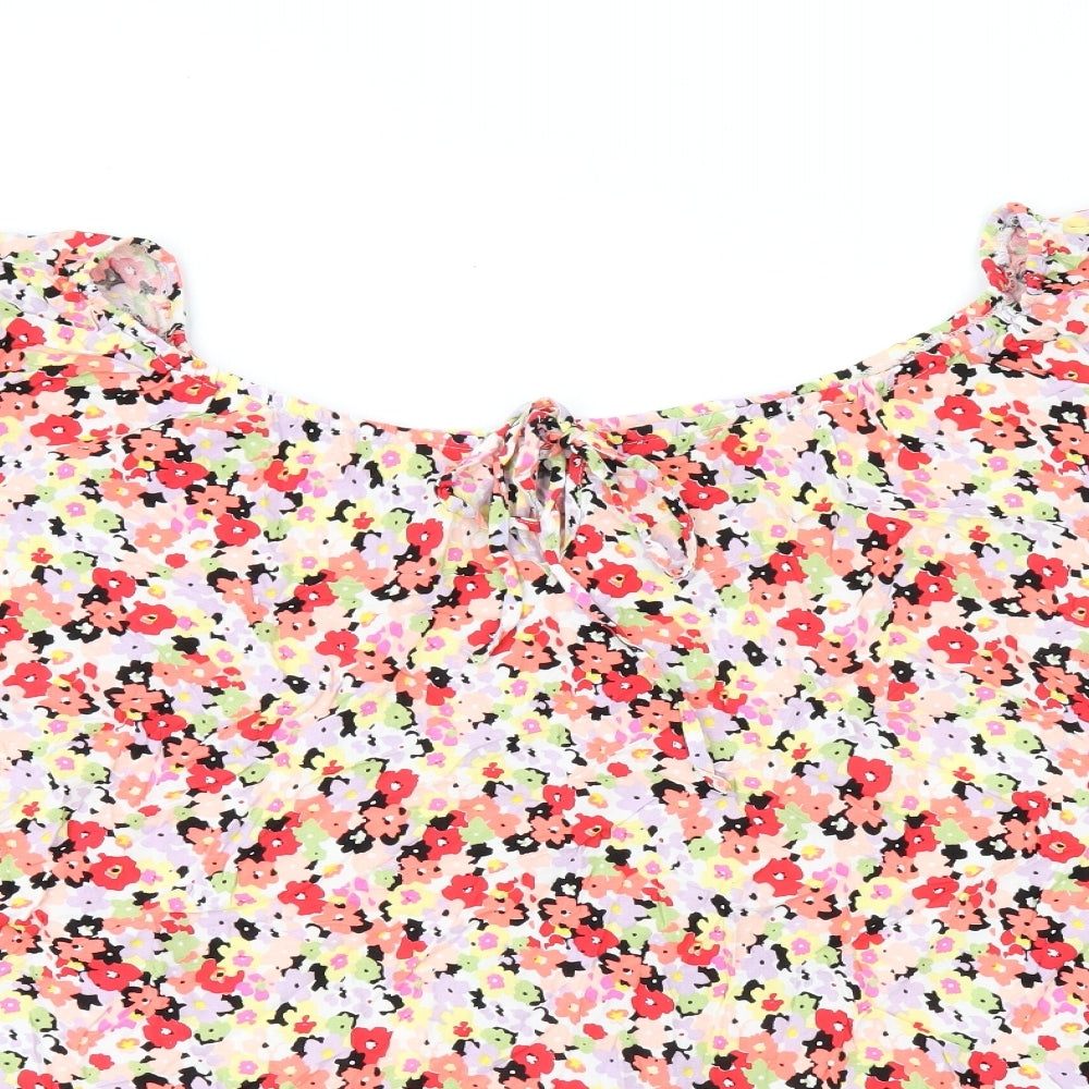 Yours Womens Pink Floral Viscose Basic Blouse Size 26 Off the Shoulder - Size 26-28
