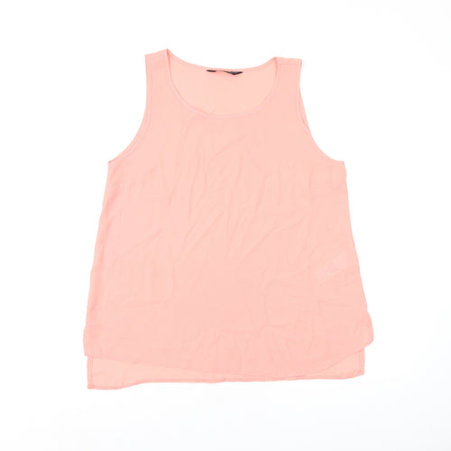 Dorothy Perkins Womens Pink Polyester Basic Tank Size 10 Scoop Neck - Split Hem