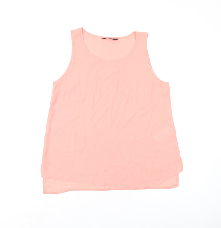 Dorothy Perkins Womens Pink Polyester Basic Tank Size 10 Scoop Neck - Split Hem