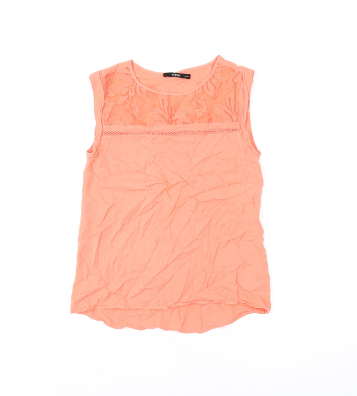 Oasis Womens Pink Viscose Basic Tank Size 8 Round Neck
