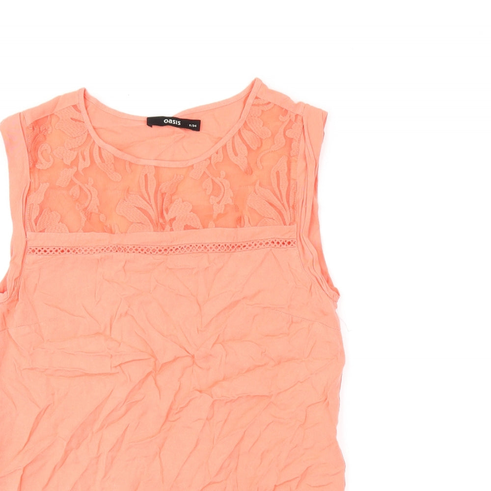 Oasis Womens Pink Viscose Basic Tank Size 8 Round Neck