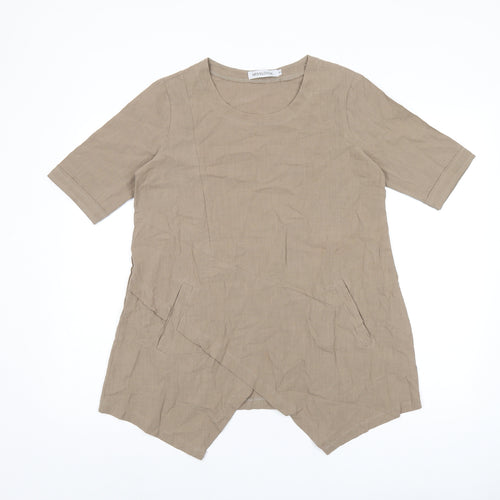 MissLook Womens Beige Polyester Basic T-Shirt Size S Round Neck