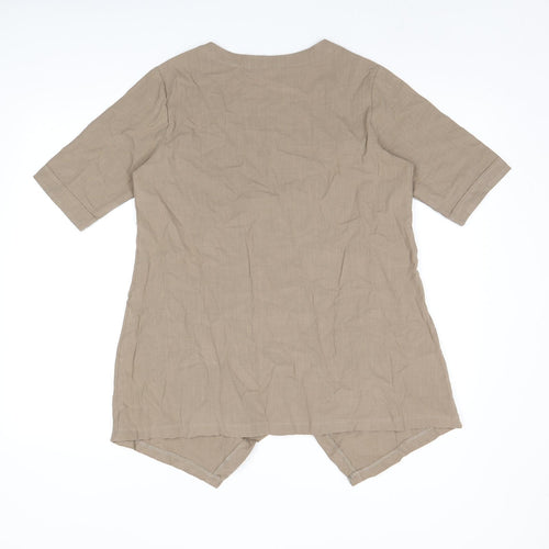 MissLook Womens Beige Polyester Basic T-Shirt Size S Round Neck